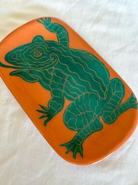 Vintage David Lambert Sardis Studio Pottery RARE Wife Elfrida Enimals Frog Dish